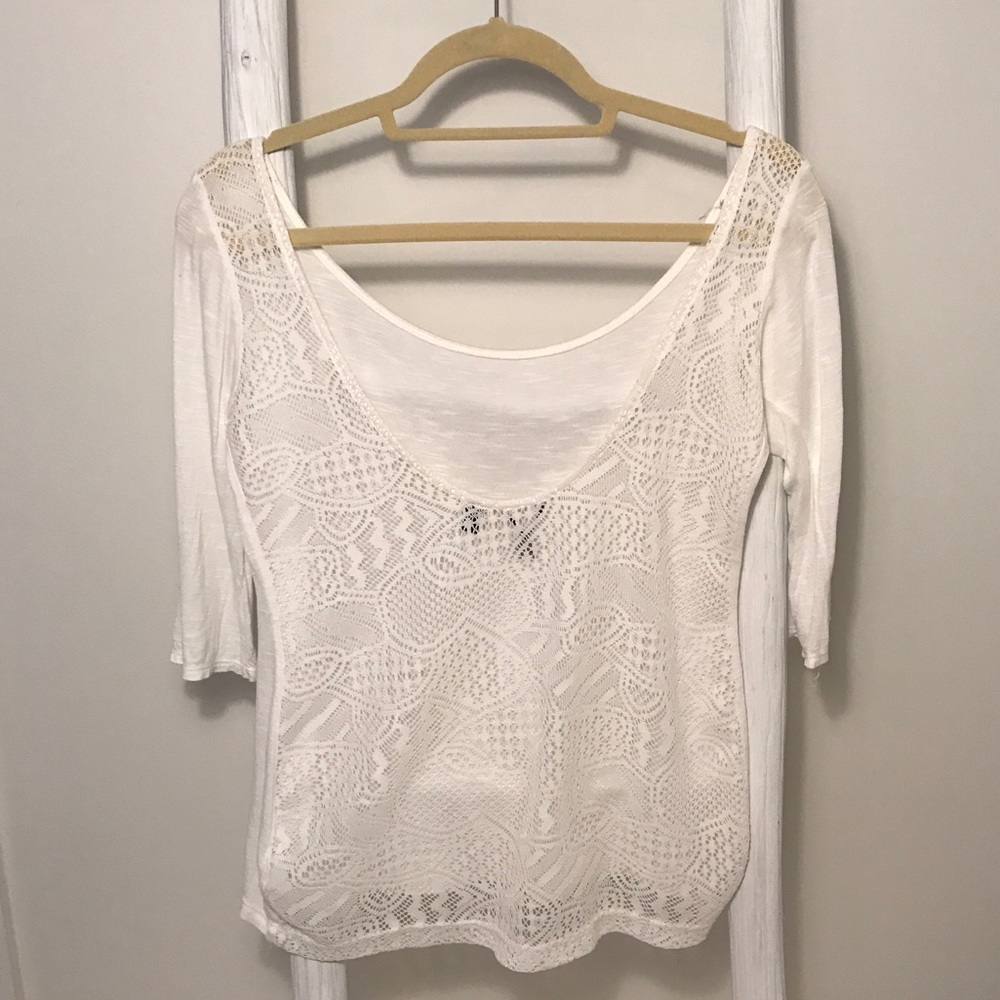 BKE Boutique White Lace Top