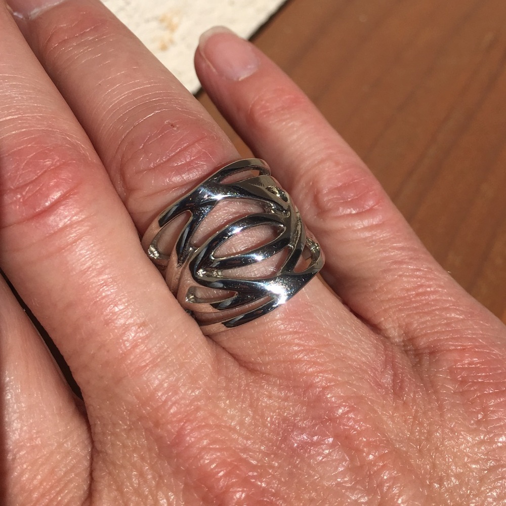 Stainless steel wide decorative band ring