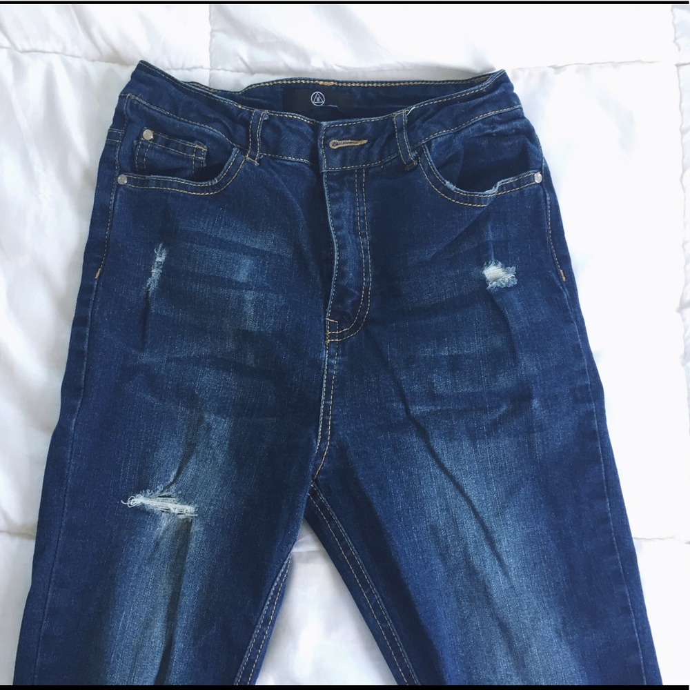 Missguided Sinner High Waisted Ripped Skinny Jeans