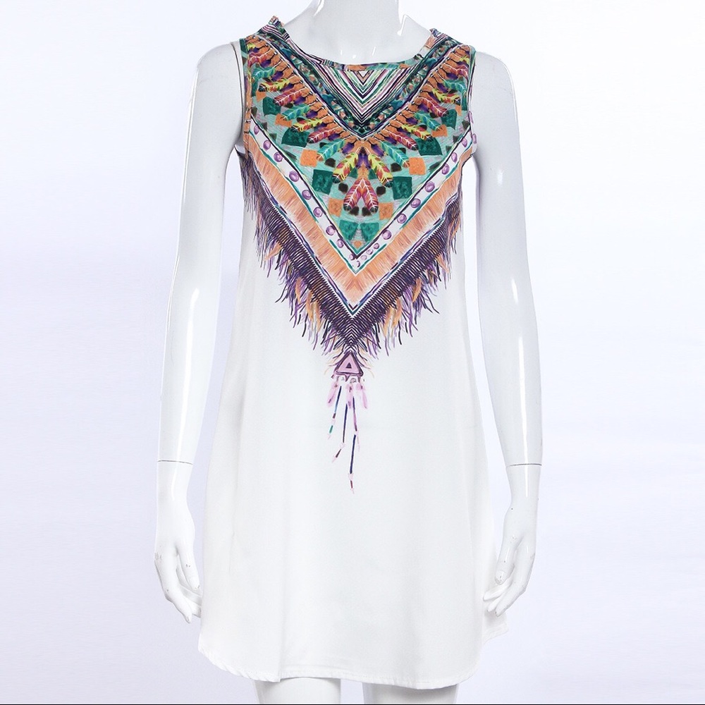 White casual mini dress DRC117 - Picture 3 of 3