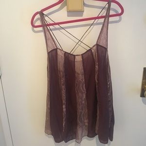 Sheer/lace tank top