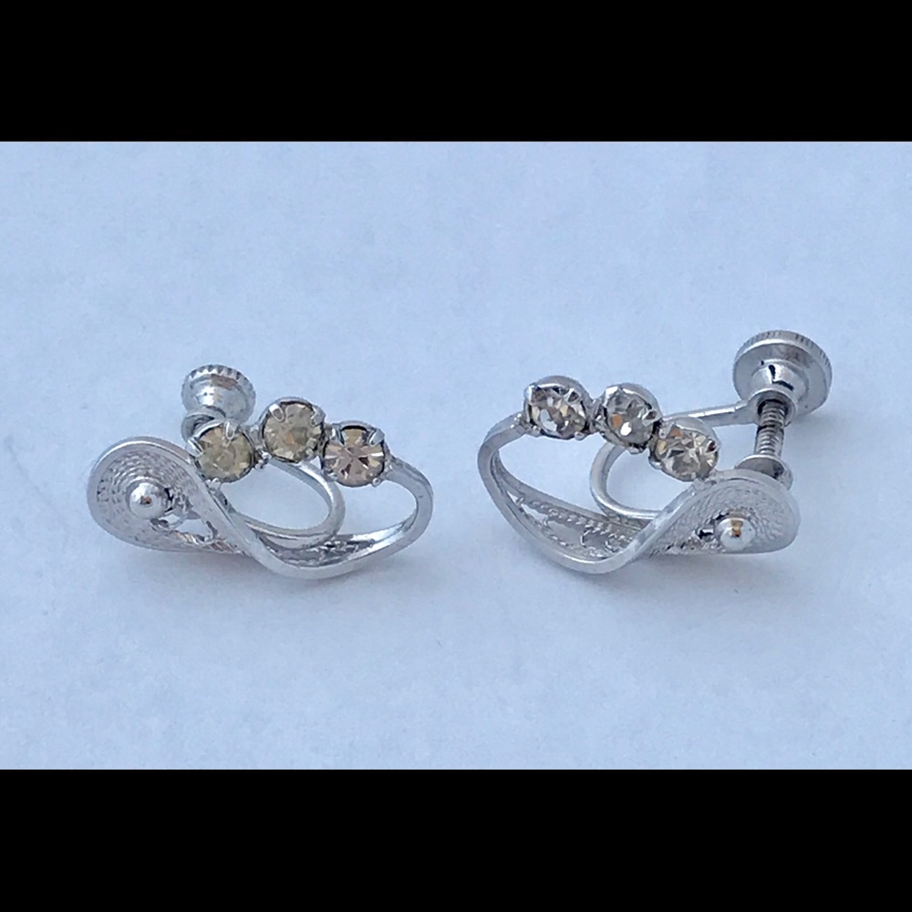 Bejeweled crystal rhinestone modernist earrings