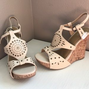 NWT Size 11 Faux Leather Studded Wedges!