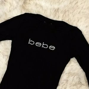 bebe black ribbed top