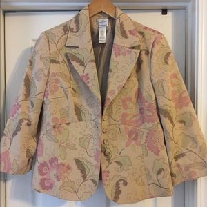 Cotton/poly blend floral print blazer
