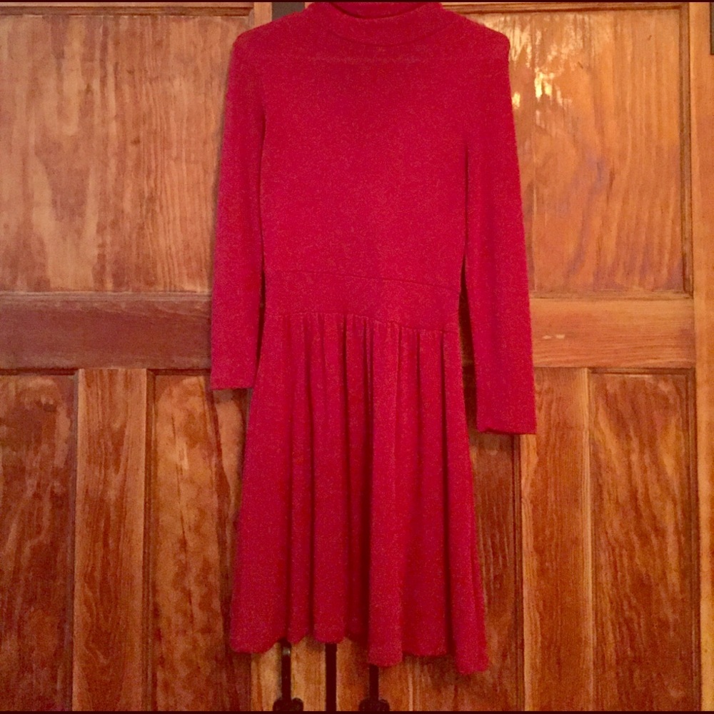 Wine turtleneck sweater dress