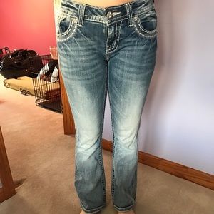 MissMe boot cut acid wash jeans