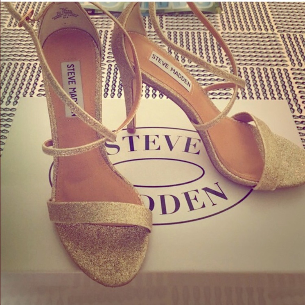 Gold Steve Madden strappy heels