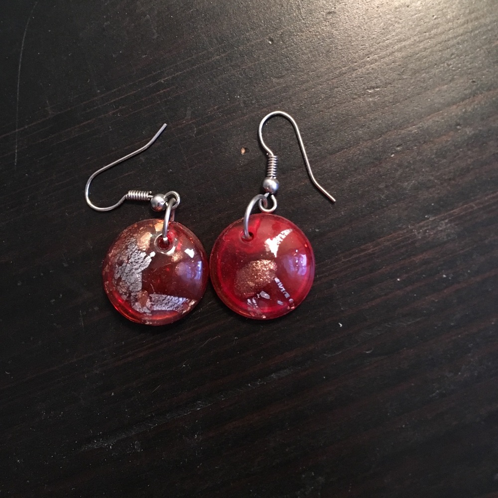 Red Circle Earrings