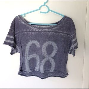 Hollister Distressed Crop Top With Jersey Stripes