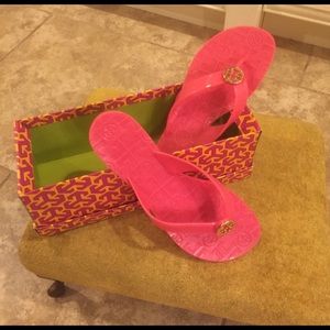Parriot Pink Tory Burch Flip Flops