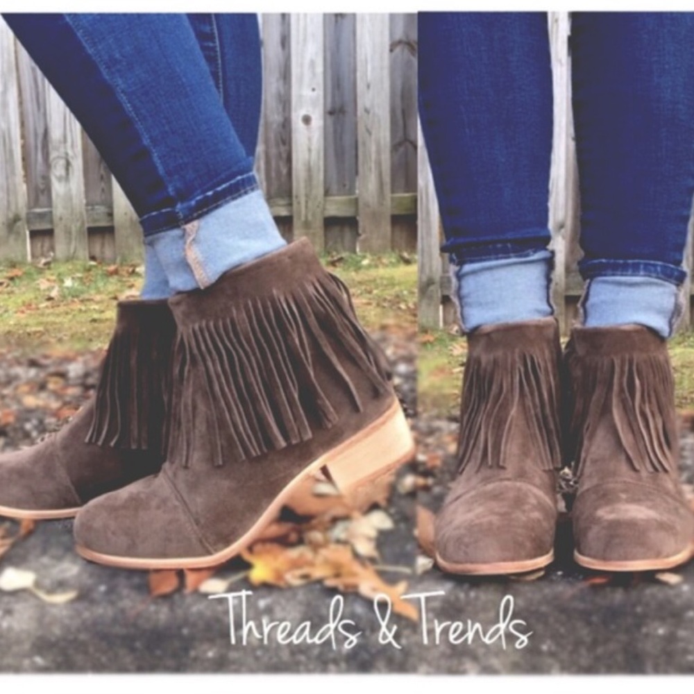 Suede Fringe Booties - Picture 2 of 3
