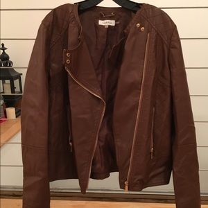 Faux Leather Calvin Kline Cross Zipper Jacket