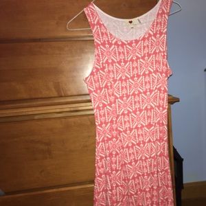 Orange and white patterned dress