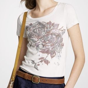 Jcrew Sequin flower silhouette tshirt