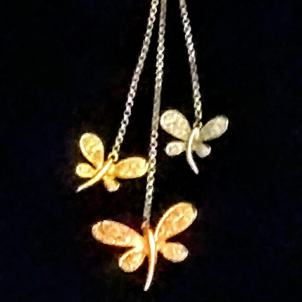 10kt 3 Tone Gold/White, Gold, Rose Diamond necklac