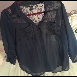 Navy button up blouse