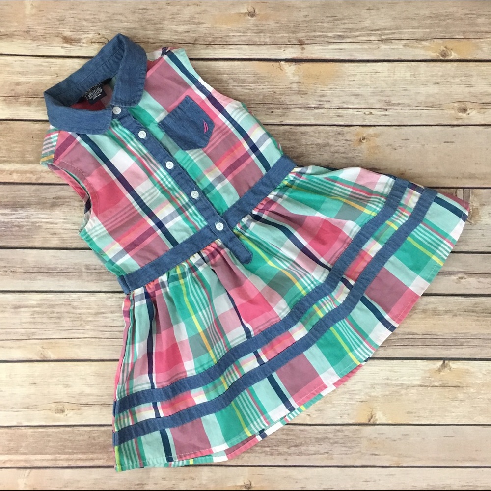 Nautica Dress Plaid Pink Green