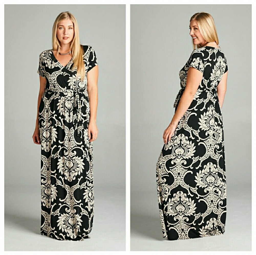 Black And Beige Maxi With Tie At Waist