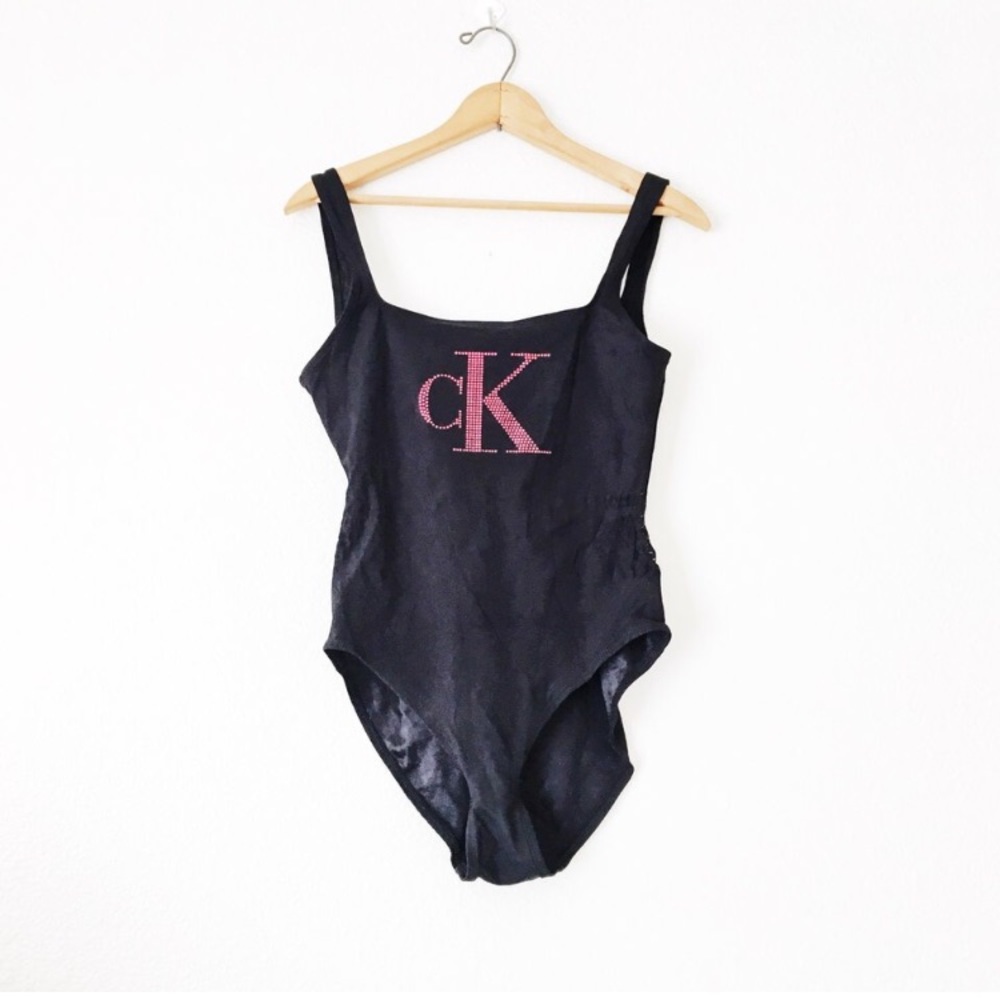 Vintage 90s Calvin Klein Black One Piece Swimsuit