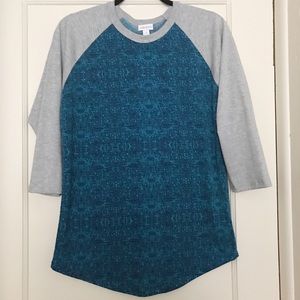 Lularoe Randy - Teal and Grey Pattern
