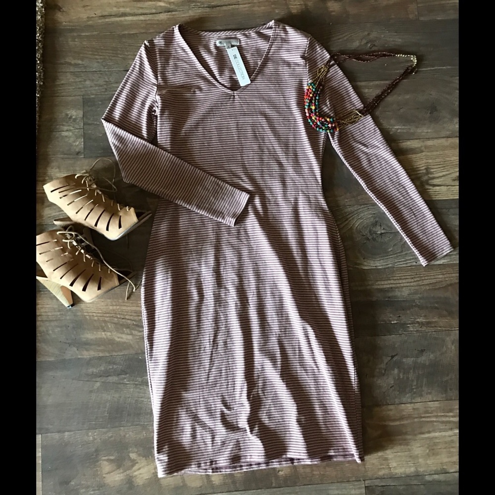 Taupe Striped Dress