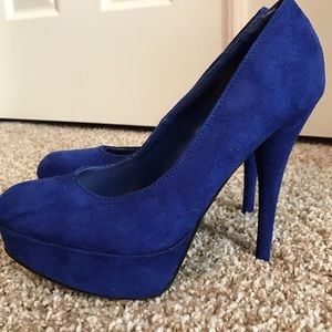 Blue suade heels