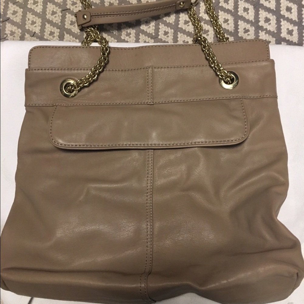 Jcrew tan purse with chain handles