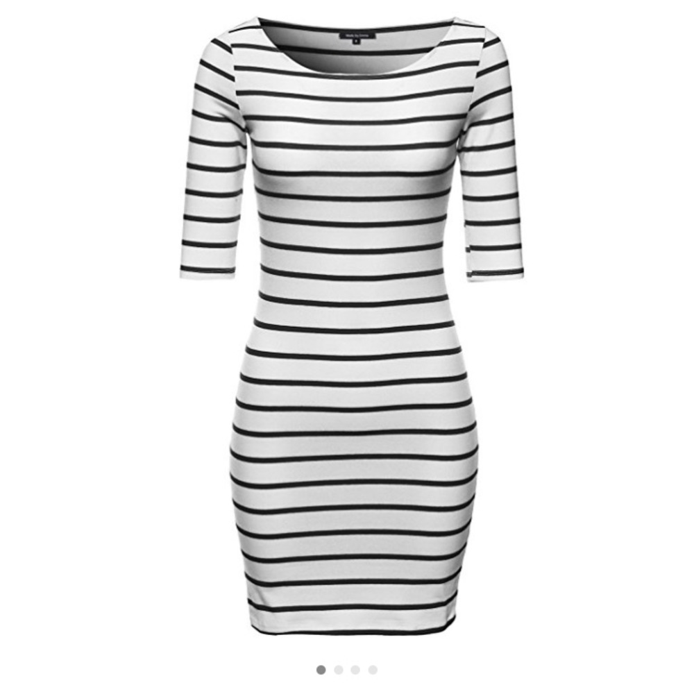 White with black stripes dress