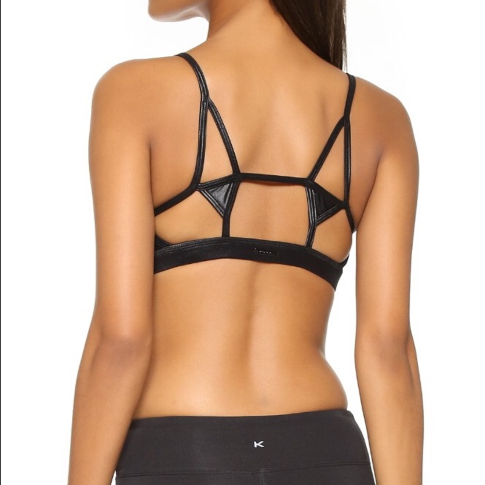 Koral Element Shiny Leather-like Black Yoga Bra