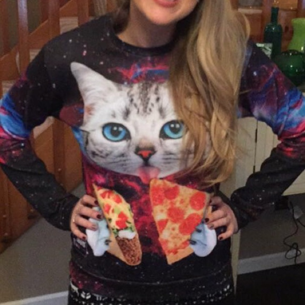 Funny cat shirt. Tacos! Pizza! 🌮 🍕 😸