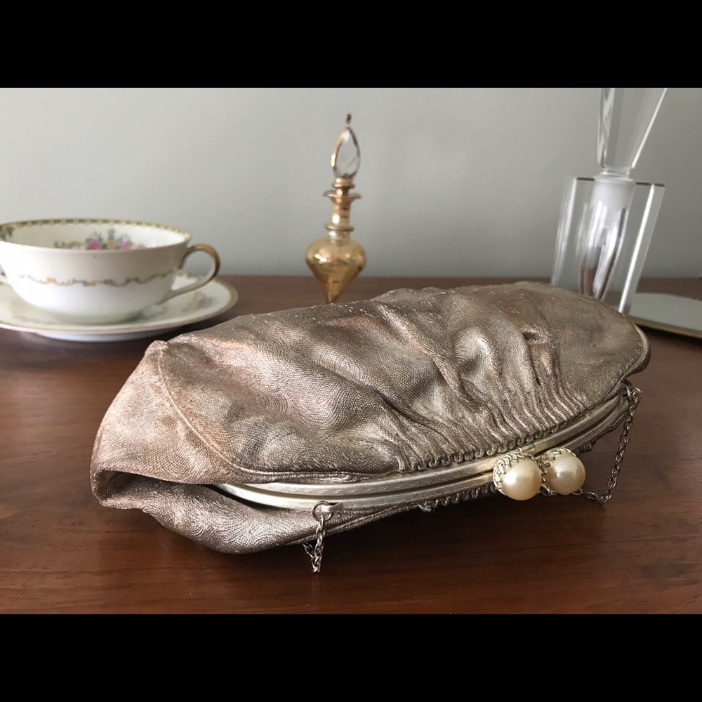 Evening Purse antique golden metallic