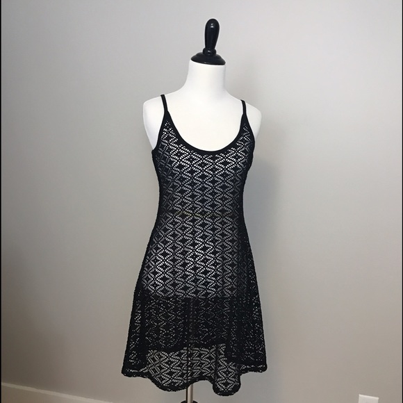Small Crochet Swim Cover Up in Black Like New - Picture 1 of 3