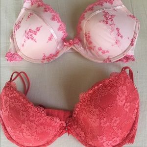 Two cute pink bras