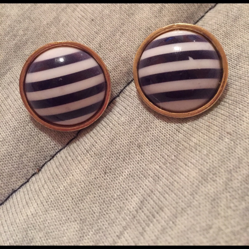 Navy striped earrings