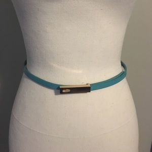 Thin Blue Belt with Gold Buckle