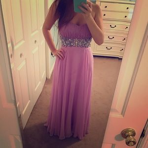 Purple Strapless Prom Dress