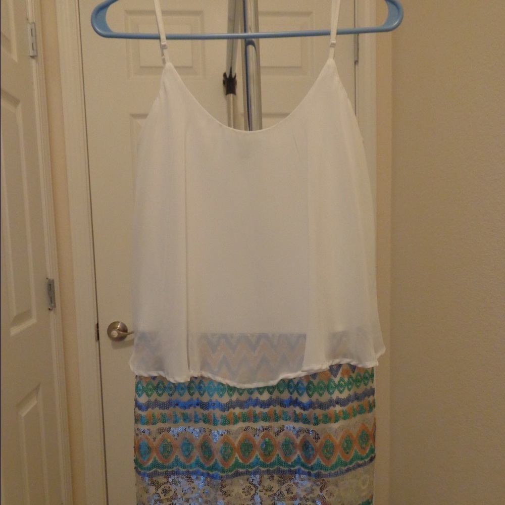 White & Sequin Cocktail Dress