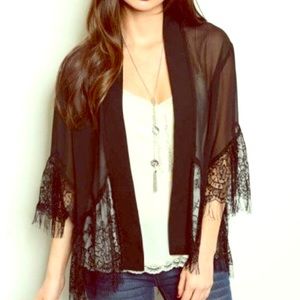 Sexy Black Sheer Kimono