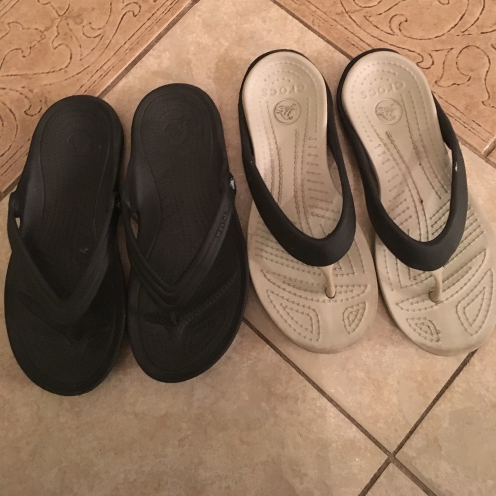 Crocs flip flops (two pairs)