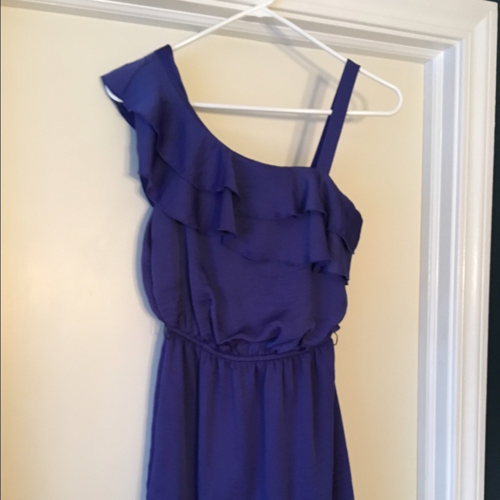 Blue one shoulder dress