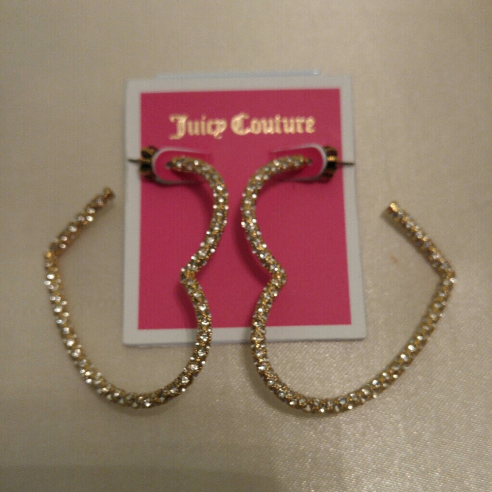 Juicy Couture Gold Pave Heart Hoop Earrings
