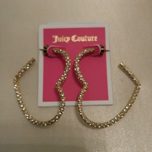 Juicy Couture Gold Pave Heart Hoop Earrings