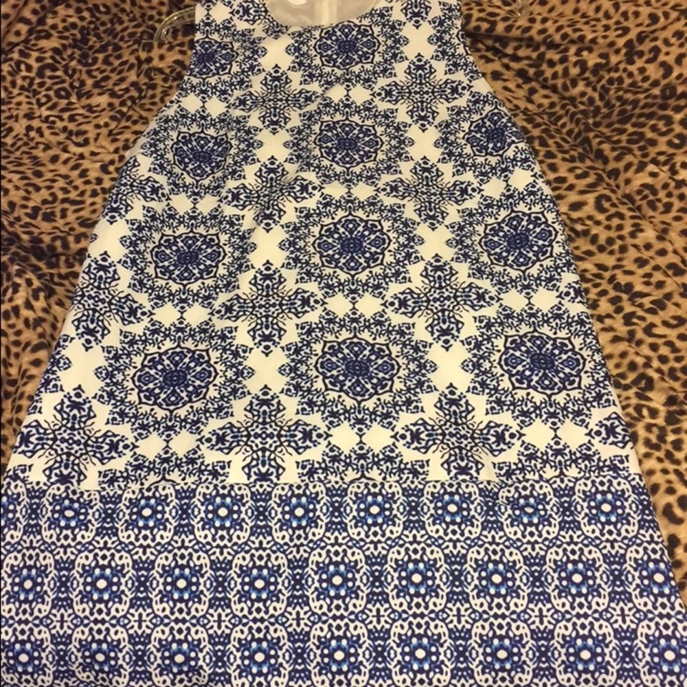 Blue and White patterned Shift dress from Boutique