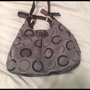 Silver with Blue interior Coach Purse