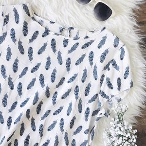 h&m • feather blouse with back keyhole