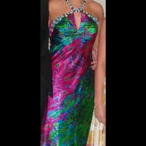 Peacock print prom dress!