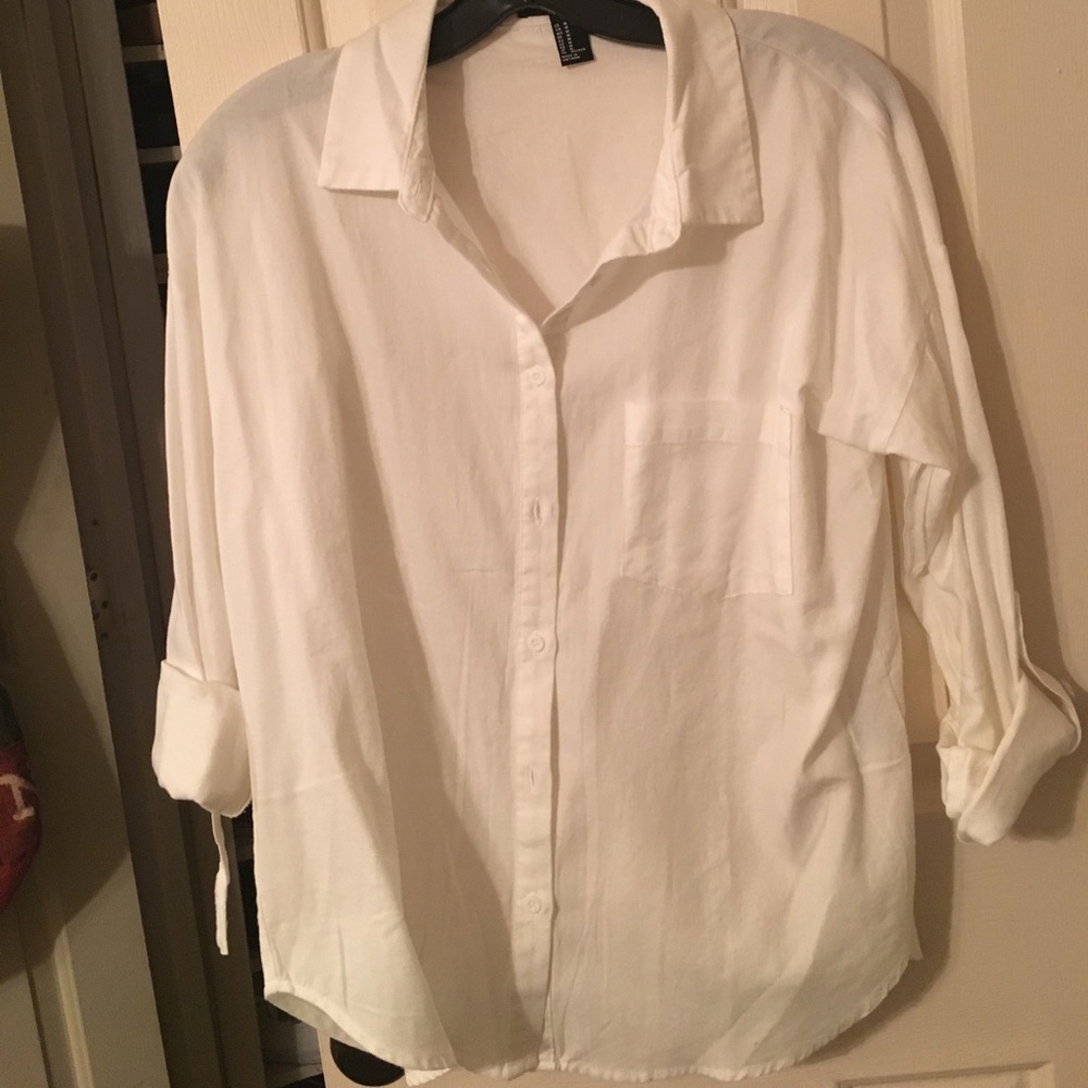 Plain white button up