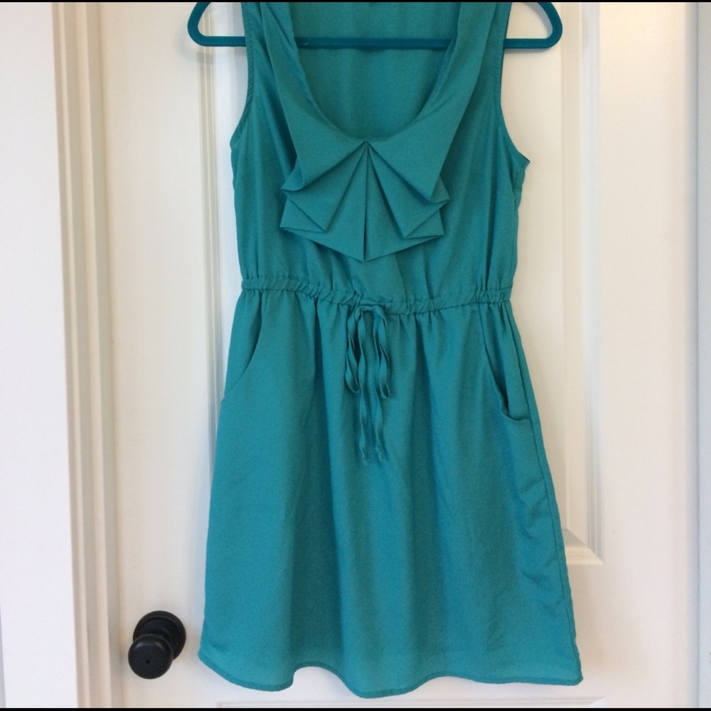 Teal Blue Drawstring Dress