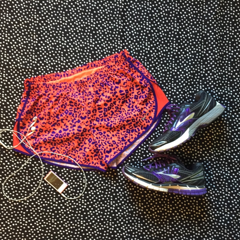 {Nike} Bright Cheetah Print "Tempo" Running Shorts